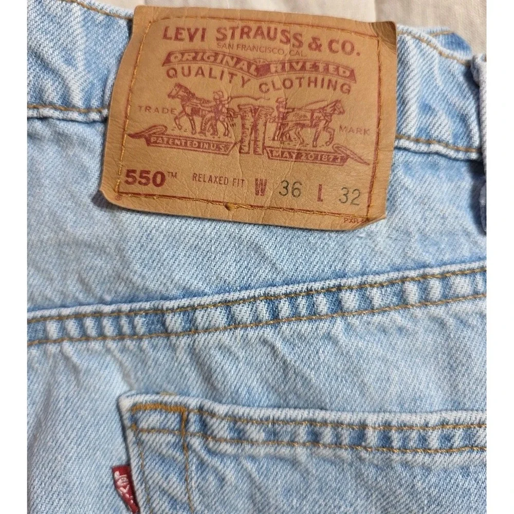 Vtg Levis 550 Jeans Mens 36x32 Blue Denim Red Tab Relaxed Light Wash‎ Y2K